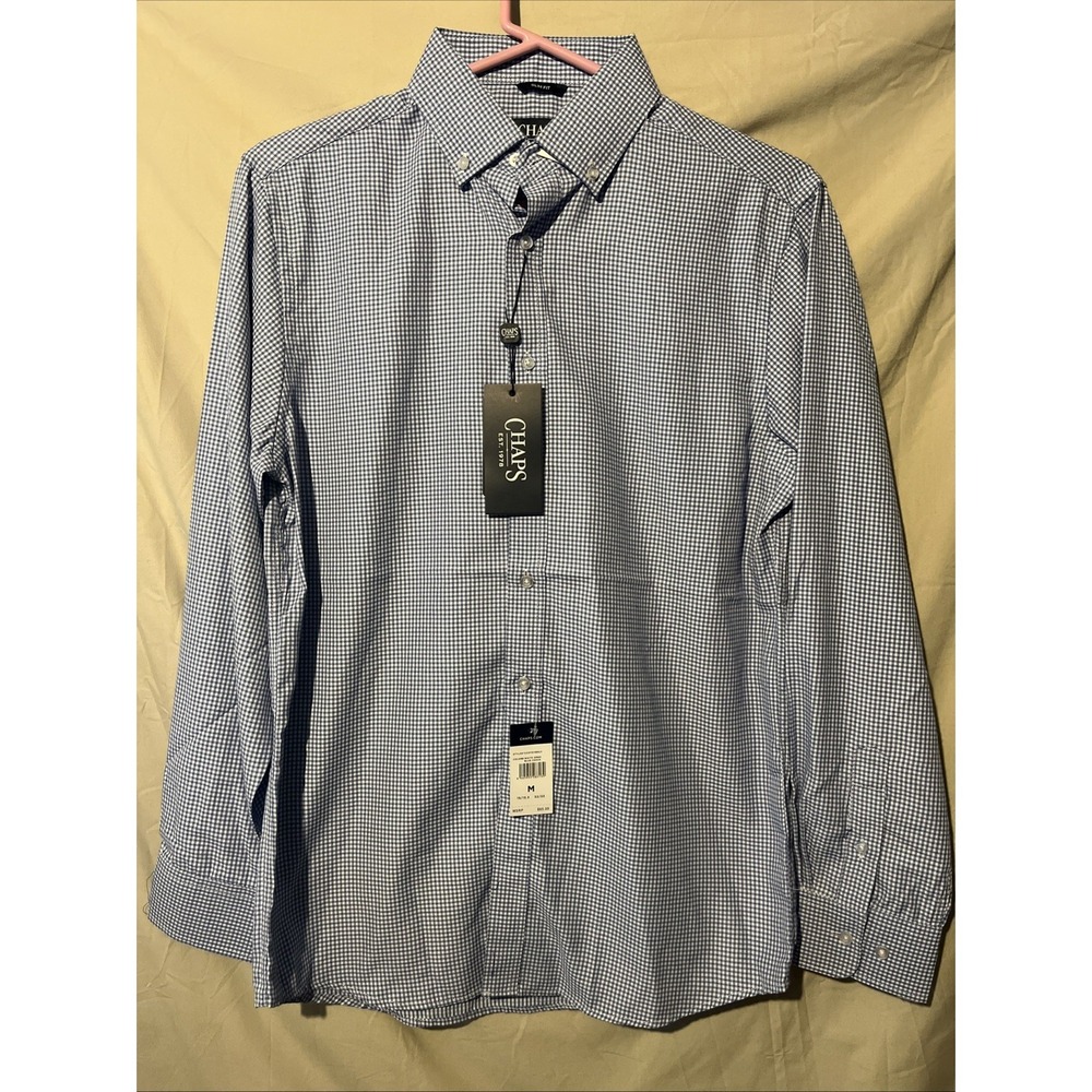 New Mens Chaps Everyday Performance Button Up Shirt Size Medium Slim New !!!